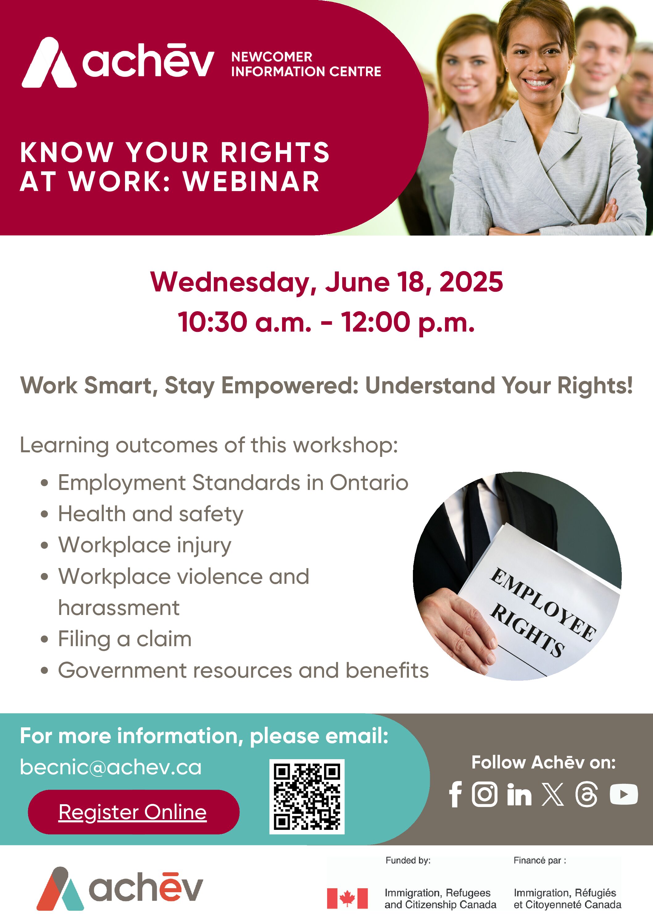 Working Know Your Rights Know Your Rights at Work | Peel Immigration: Resources for Newcomers